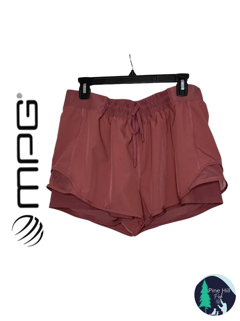 MPG Athletic Running Shorts Lined Zip Pocket Lightweight Burgundy Womens XL EUC